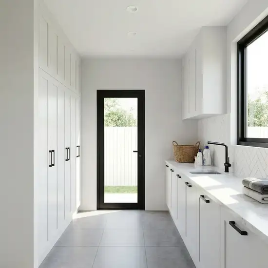 Glen Waverly-Laundry-Galley-Modern-Large A White Shaker